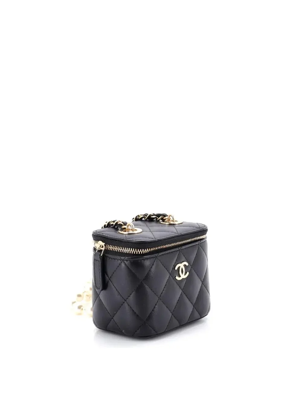 Chanel Vanity Case With Pearl Chain #251818C25B